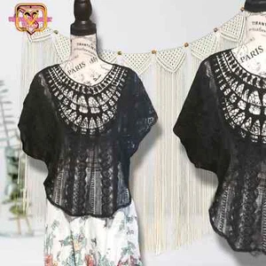 Maurices Bohemian schwarze durchsichtige Spitzenbluse mit Netzspitze, Medium - Bild 1 von 8