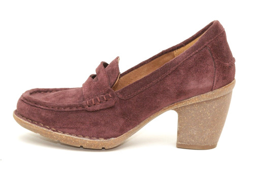 Mocassino penny Clarks non strutturato Carleta Belle da donna viola pelle scamosciata tacco taglia 6