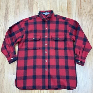 Vintage Robert Stock Hemd Medium rot Büffel kariert Wollmischung Flanell Shacket - Bild 1 von 10