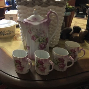 Nippon Demitasse Chocolate Set/tea Pot And Cups Hand Painted Free Shipping - Picture 1 of 9