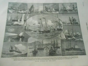 Old Antique Print 1878 - Naval Events of the War - The Eurydice Grosser Koning - Picture 1 of 1