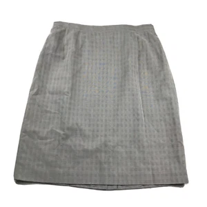 Amanda Smith Skirt Womens 24W Gray Plaid Lined Elastic Waist Back Slit Pencil - Picture 1 of 7