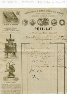 Dépt 03 Vichy - Superbe Entête Viticulture Fabrique de Pressoir & Outillage 1889 - Picture 1 of 1