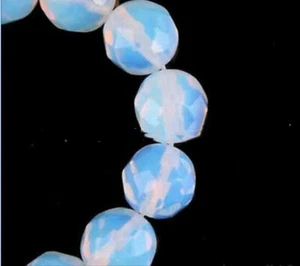 Pietra di luna bianca sfaccettata naturale 10 mm Sri Lanka pietre preziose rotonde perline sfuse 15" - Foto 1 di 12