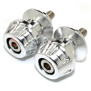 [SASA] Rocket Style Silver 8mm CNC Billet Swingarm Stand Spools Slider - Foto 1 di 2