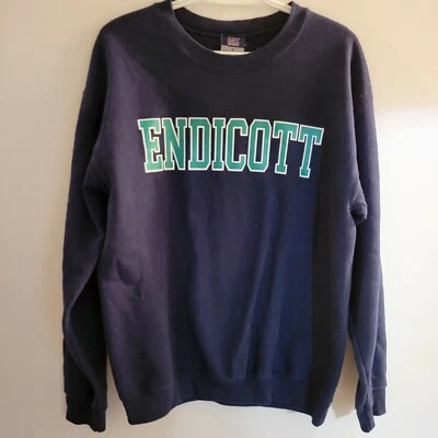 Vintage MV Sport Endicott College Long Sleeve Sweatshirt Size Medium Blue Green - Image 1 of 4