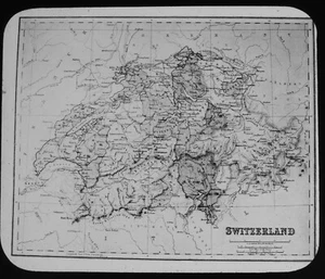 MAPA DE FINALES DE 1800 SUIZA C1890 ANTIGUO GWW Magic Lantern Slide - Imagen 1 de 3