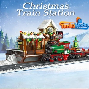 Christmas Train Station With Light Building Blocks Bricks Set Christmas gift - Picture 1 of 7