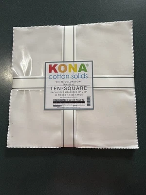 Robert Kaufman Kona White Colorstory Ten-Square 42 Piece Pack-NEW - Image 1 of 2
