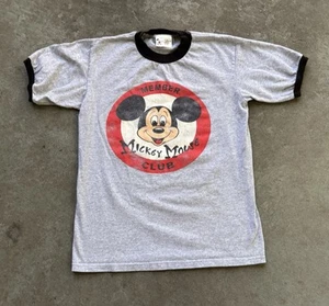 VTG Disney World Mickey Mouse Club Ringer Tee T-shirt Distressed Fits Youth XL - Picture 1 of 11