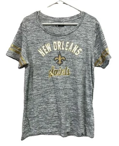 New Orleans Saints NFL Team Apparel Women's 2XL T-Shirt Heather Gray Gold Sparkl - Picture 1 of 13