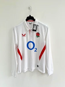 Castore England Home Rugby Shirt Oberteil T-Shirt Polo weiß Langarm L - neu mit Etikett 85£ - Bild 1 von 15