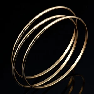 18ct Heavy Yellow Gold Plated Plain 3mm Triple Bangle Set - Bild 1 von 6