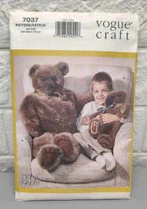 Teddy Bear Plush Stuffed 40" 20" Vogue Craft 7037 Sewing Pattern UC LindaCarr - Picture 1 of 3