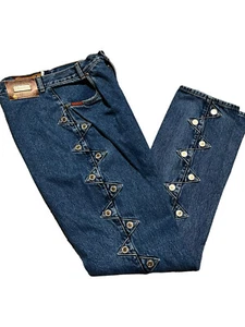 Lawman Western Vintage High Rise Side Button Medium Wash Denim Jeans Size 7/8 - Bild 1 von 12