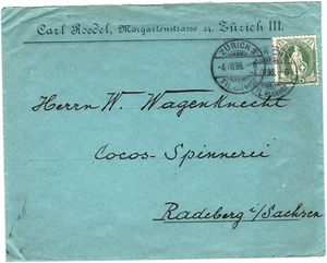 SCHWEIZ Brief ZÜRICH - RADEBERG mit 59C als EF; 4 - VII - 1896 - Picture 1 of 1
