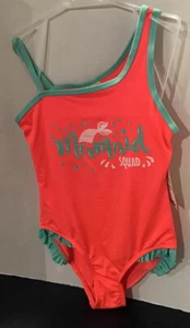 Girls XS 4-5, S 6-6X, M 7/8, OR L 10-12 Pink Mermaid Squad Swimsuit One Piece - Picture 1 of 9
