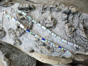 Doppelseitiges Armband Multi Edelstein & Opal Sterlingsilber 925 verstellbar AO14 - Bild 1 von 12