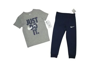 Nike Boys Outfit Set Sweatpants Joggers Short Sleeve Tee T-Shirt 5 6 NWT - Picture 1 of 3