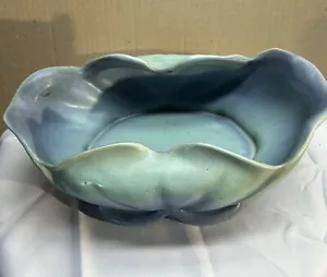Fioriera ceramica Weller blu verde disegno cavolo arricciato firmata dal 1872 - Foto 1 di 15