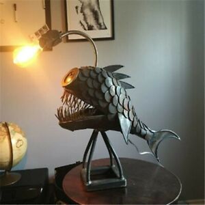 Fish Desk Lamp Desktop Night Light USB Metal Art Lantern Table Home Decoration