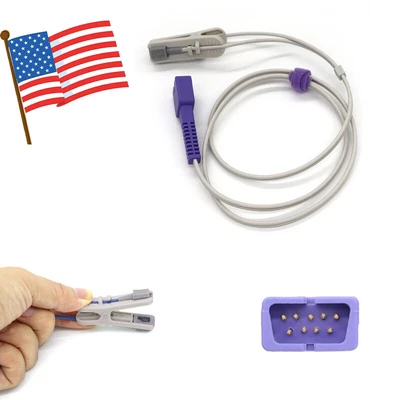 【US】Fit For Nellcor Oximax Adult Ear Clip Spo2 Sensor Probe Pulse Oximeter DB9P - Image 1 of 4