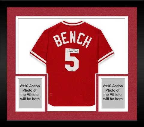 Frmd Johnny Bench Cincinnati Reds Signed Red M&N Replica Jersey Cover