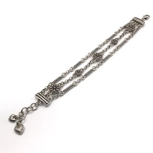 Brighton Chain Bracelet Triple Strand Silver Plate Boho 7.5-8" adjustable - Picture 1 of 7