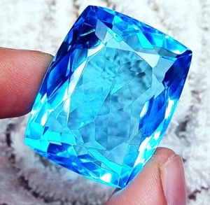 Brazilian Aquamarine Loose Gemstone 88.20 Ct Certified Cushion Cut For sale - Picture 1 of 7