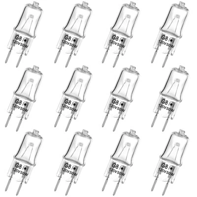 12 Pack G8 Light Bulbs 50W 120V Xenon Under Cabinet Puck Table/Desk Lamps - Image 1 of 4