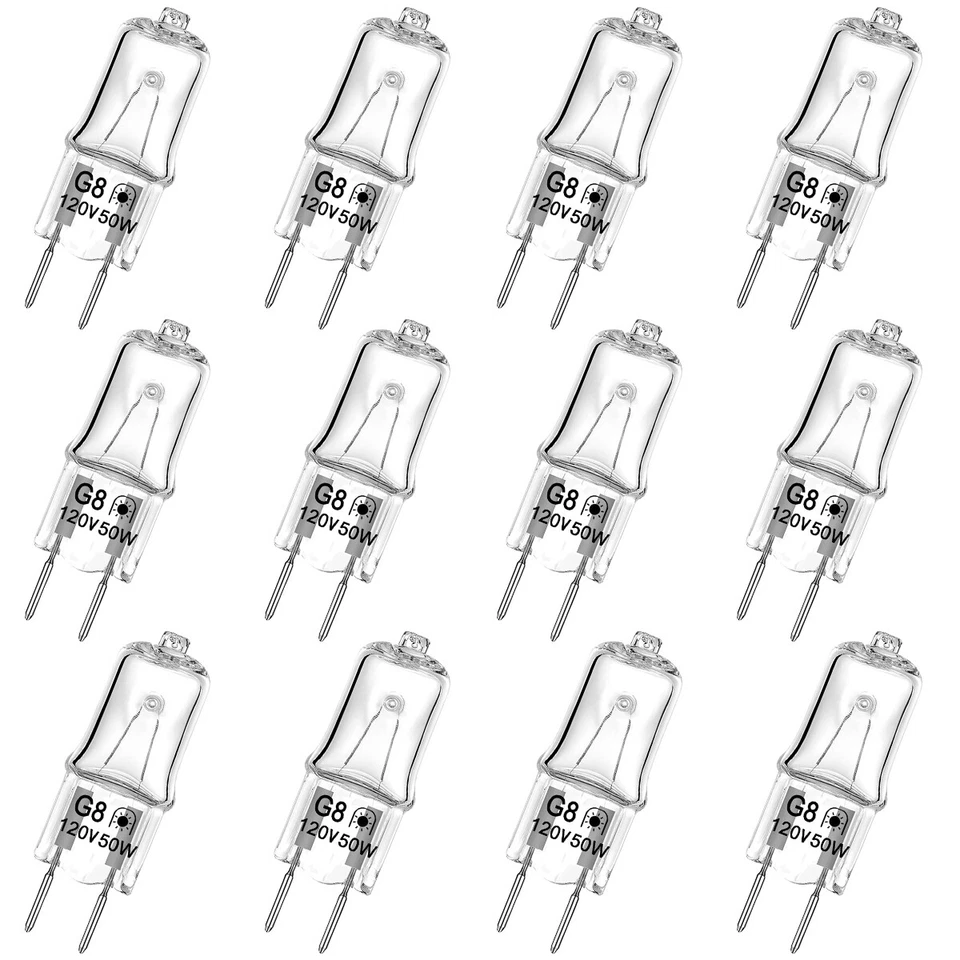 12 Pack G8 Light Bulbs 50W 120V Xenon Under Cabinet Puck Table/Desk Lamps - Image 1 of 4