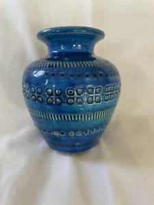 Vintage Flavia Montelupo Italian Pottery Blue Green Vase MCM - Picture 1 of 5
