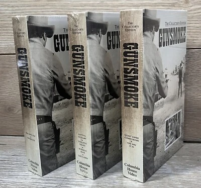 GUNSMOKE The Collectors Ed VHS TV Show 8 Episodes 3 Tapes VTG 1989 SEALED - Image 1 of 4