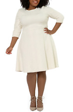 Leota Women's Katherine Jacquard Fit & Flare Dress White Size 3X