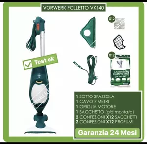 FOLLETTO ASPIRAPOLVERE VK140 VORWERK SCOPA ELETTRICA CON 24 GARANZIA E SACCHETTI - Foto 1 di 6
