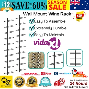 Modern Wine Rack Metal Cellar Wall Mount Storage Display 20 Bottles Organizer AU - Picture 1 of 13
