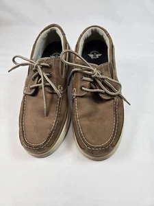 Men’s Dockers Shoes 9M Brown Leather Boat Shoes Tan Slip On Lace Up Causal Deck - Picture 1 of 11
