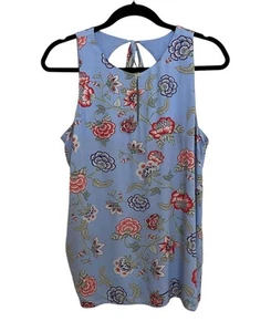 LOFT | ärmelloses Top Blumenmuster blau Schlüsselloch vorne offen hinten zum Binden Medium Boho - Bild 1 von 6