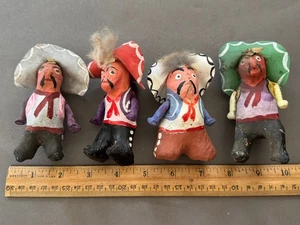 KONVOLUT 4 BEMALTE KARTONERIA MARIACHI PANCHO VILLA VAQUERO MEXIKANISCHE VOLKSKUNST PUPPEN - Bild 1 von 10