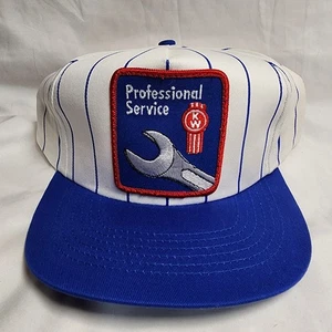 De colección Kenworth Servicio Profesional Prendedor Rayas Snapback Sombrero Azul y Blanco  - Imagen 1 de 6