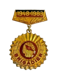 Romania Pin Badge Communist Youth Brigadier Order 35th Anniversary Enamel Medal - Picture 1 of 2