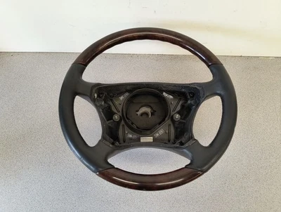 00-06 Mercedes W220 S600 S430 CL600 CL500 Driver Steering Rack Wheel Black Wood  - Image 1 of 4