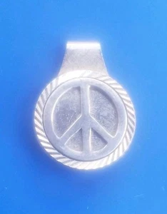 Fermasoldi vintage tono argento/oro con segno di pace - Foto 1 di 4