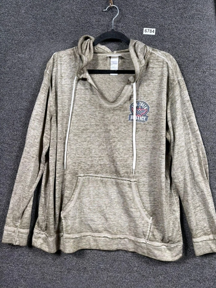 Чудо-женщина толстовка с капюшоном девочек большой оливковый вересковый Sleepwear правда справедливость логотип - Изображение 1 из 4