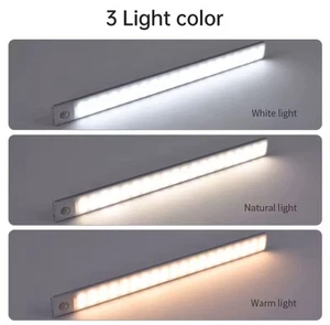 LED Motion Sensor Under Cabinet Closet Light USB Rechargeable Kitchen Lamp Strip - Picture 1 of 6