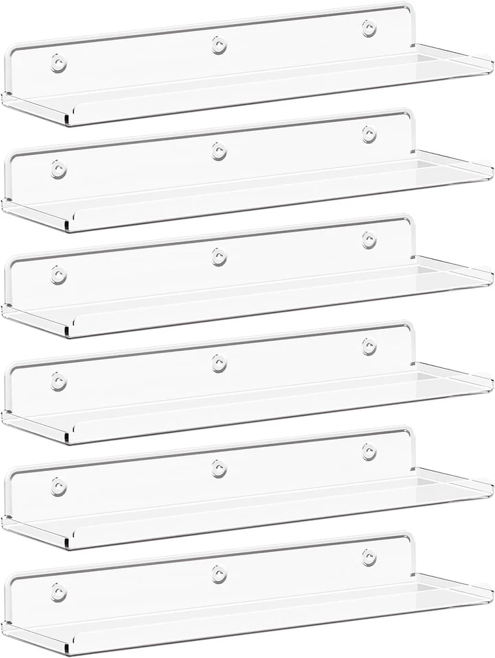 Lifewit Floating Shelves for Wall 6 Pack 15" Clear Acrylic Shelf Room Decor for