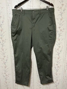 Eddie Bauer Chino Ankle Pants Slash Pockets Olive Green Size 18 - Picture 1 of 15