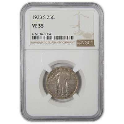 1923 S Standing Liberty Quarter VF 35 NGC Silver 25c Coin SKU:I20583 - Image 1 of 4