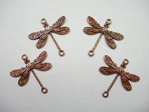 Conectores victorianos libélula chapados en cobre gotas pendientes hallazgos 4 - Imagen 1 de 1