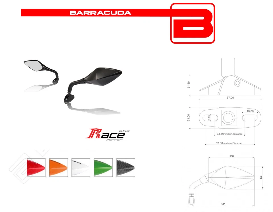 BARRACUDA SPECCHI RETROVISORI RACE per Moto Suzuki CARENATE - Immagine 1 di 1